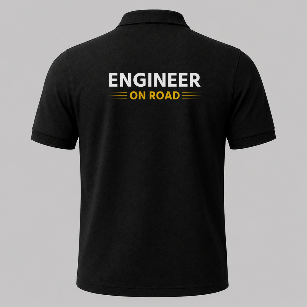 Engineer On Road Premium Cotton Polo T-Shirt | Black Unisex Casual & Professional Wear
