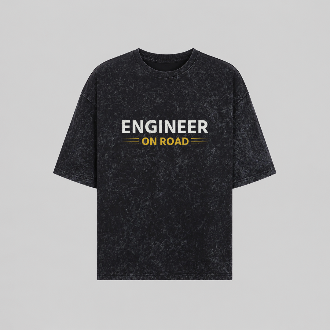Engineer On Road Premium Acid Wash Oversized T-Shirt