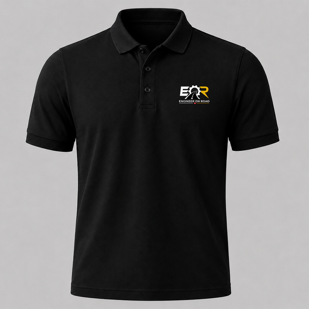 Engineer On Road Premium Cotton Polo T-Shirt | Black Unisex Casual & Professional Wear