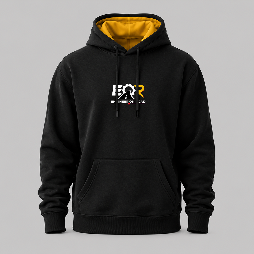 Engineer On Road Premium Cotton Fleece Hoodie | Unisex Black Winter Hoodie