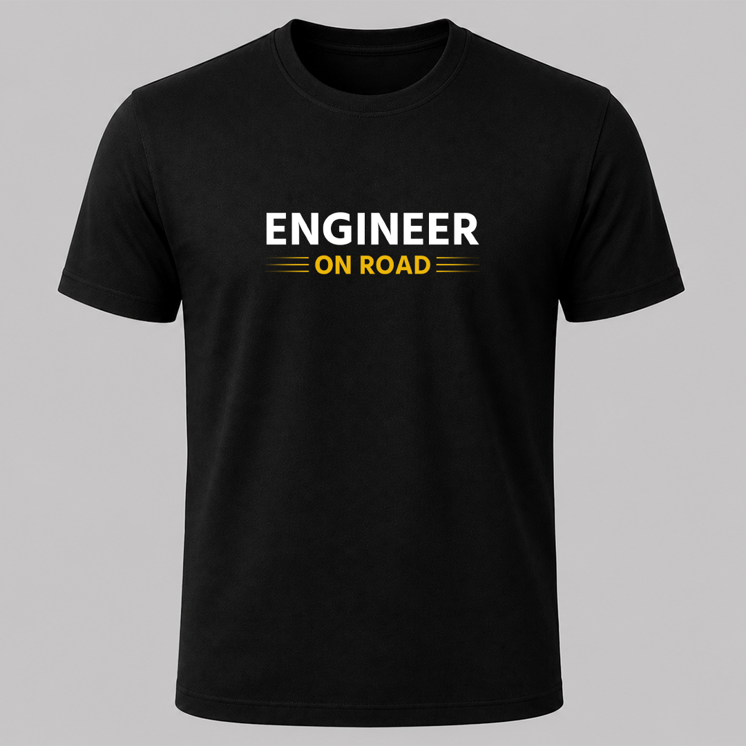 Engineer On Road Premium Black Cotton Graphic T-Shirt for Engineers & Creators