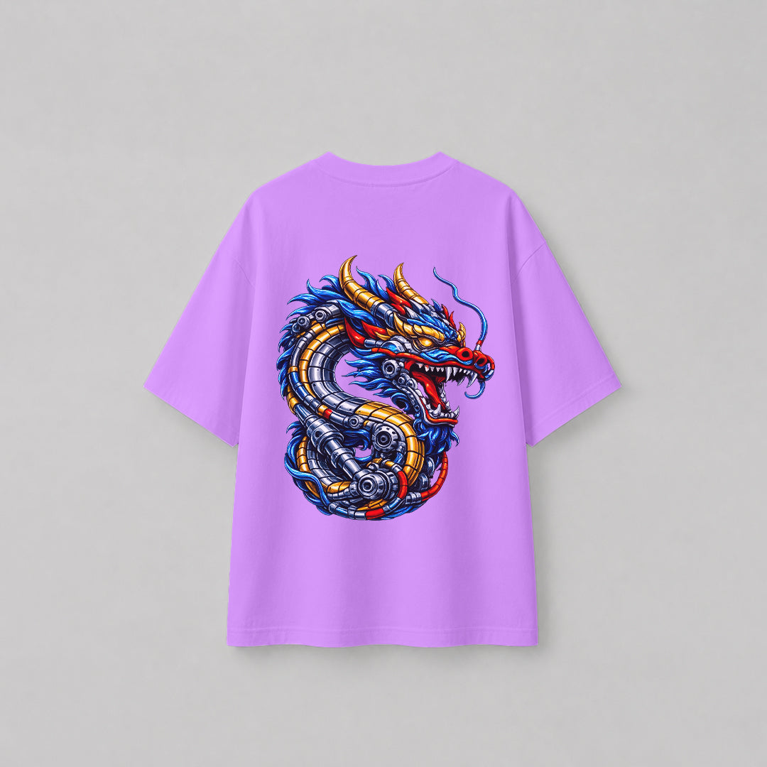 Engineer On Road Oversized 100% Cotton Dragon Graphic T-Shirt for Men & Women