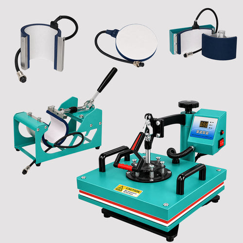 5 in 1 Slider Heavy Duty Heat Press Machine - 15 x 15 Inch | Mug, Cap, Plate & T-Shirt Printing Machine